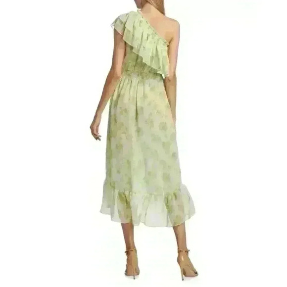 NWT MISA Los Angeles Rumi Asymmetric Hi low Floral Dress Honeydew Size S - Picture 2 of 11
